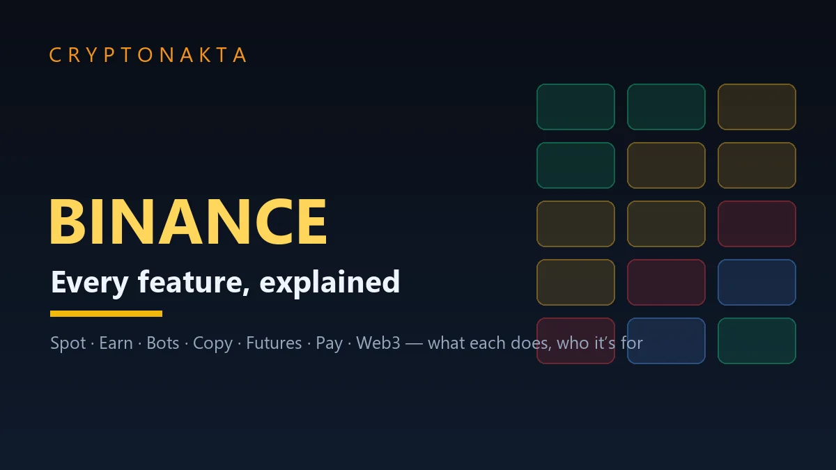 Binance features explained — Spot, Earn, Bots, Copy Trading, Futures, Pay and Web3 — Cryptonakta