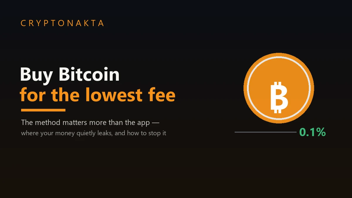 Cheapest way to buy Bitcoin with the lowest fees — a Bitcoin coin and a 0.1% tag, the guide explains where fees quietly leak and how to cut them — Cryptonakta