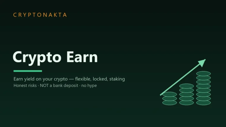Crypto Earn — earn yield on your crypto via flexible, locked savings and staking — the honest risks, not a bank deposit — Cryptonakta
