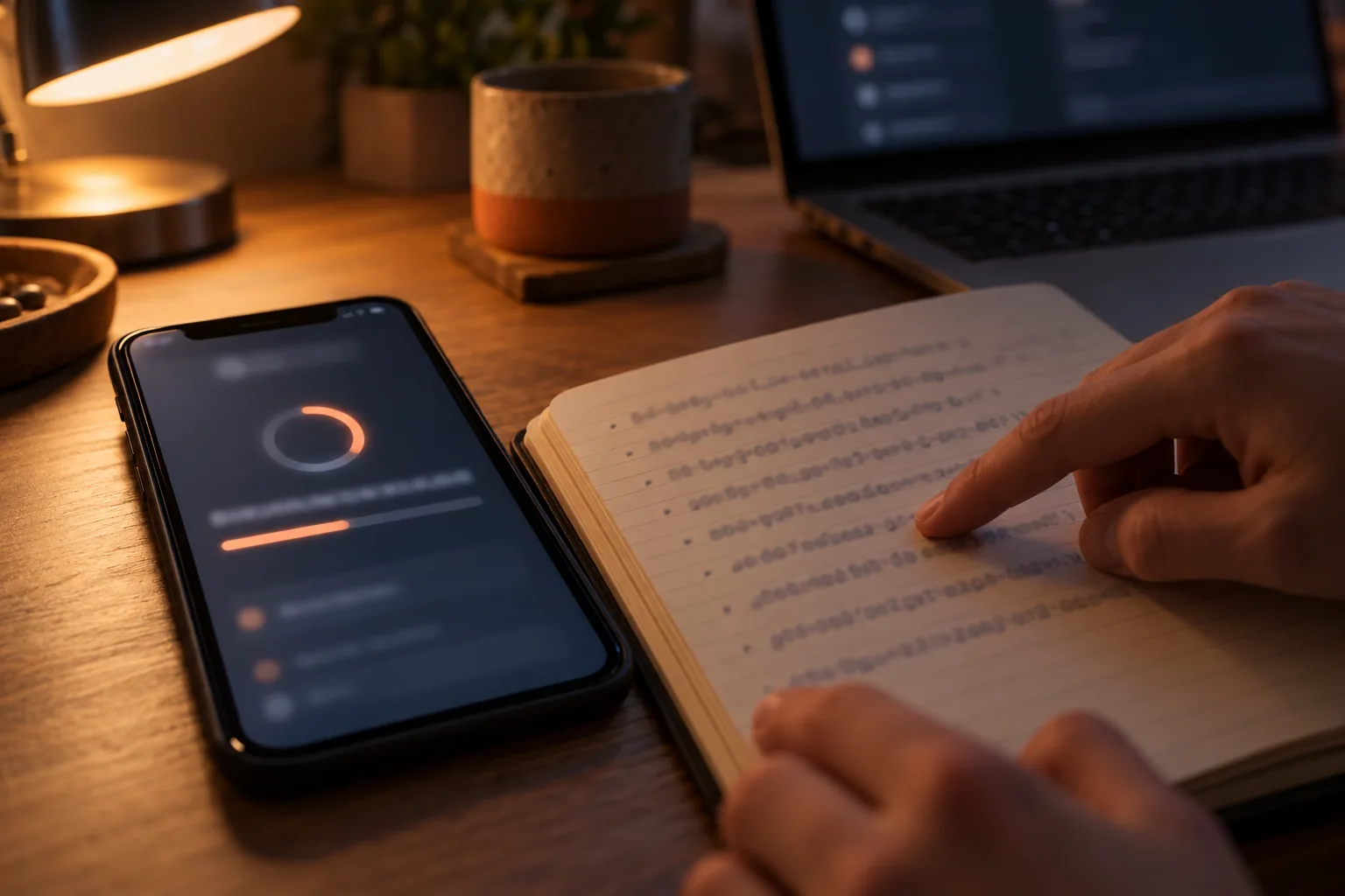 夜裡書桌上的手機顯示轉帳進度圈和進度條,旁邊攤開的筆記本寫著一行行地址,手指正對著其中一行 夜裡書桌上的手機顯示轉帳進度圈和進度條,旁邊攤開的筆記本寫著一行行地址,手指正對著其中一行